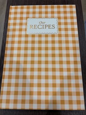 Gingham 'Our Recipes' Cookbook Binder - Gold and White Keepsake Family Recipes